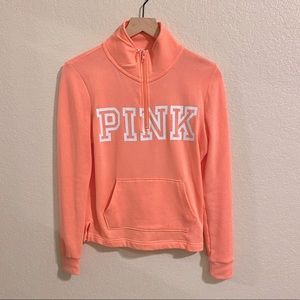 PINK- Logo Quarter Zip - XSmall - Light Salmon Pink/hint of orange